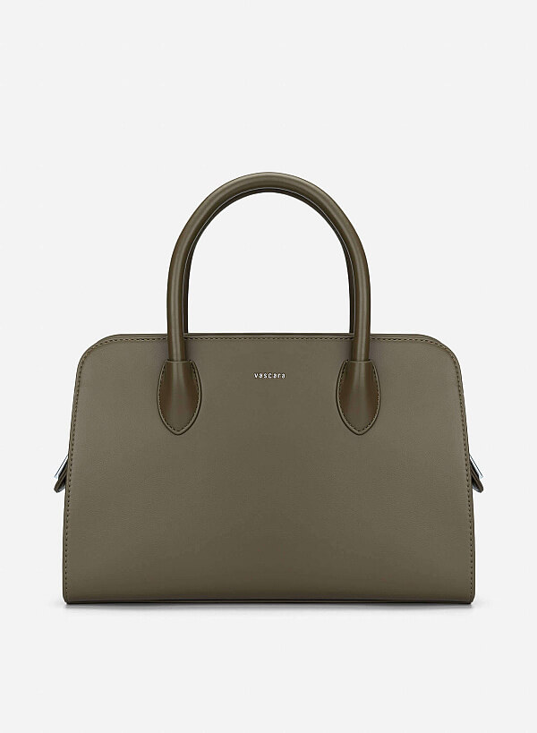 Contrast Faux Leather Detailing Handbag - TTE 0193 - Dark Green