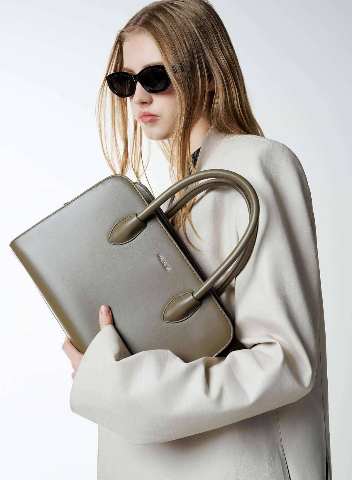 Contrast Faux Leather Detailing Handbag - TTE 0193 - Dark Green - vascara.com