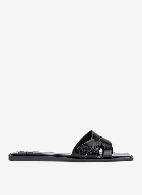 Cross-Strap Slippers - FLI 0203 - Black