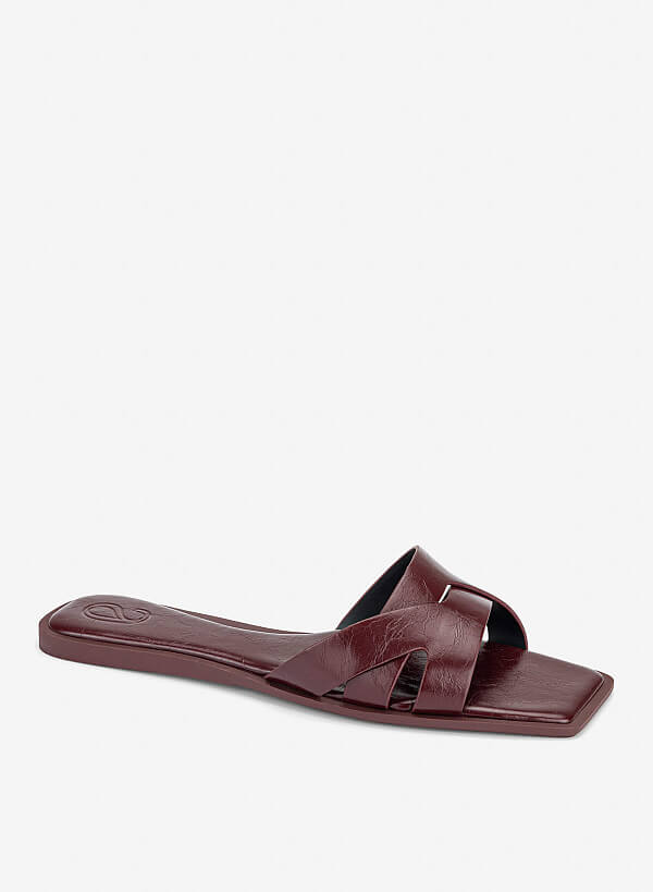 Cross-Strap Slippers - FLI 0203 - Bordeaux - VASCARA