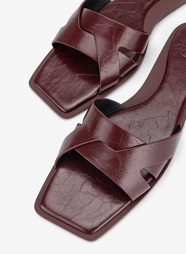 Cross-Strap Slippers - FLI 0203 - Bordeaux - VASCARA
