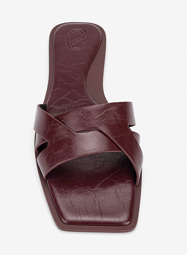 Cross-Strap Slippers - FLI 0203 - Bordeaux - VASCARA