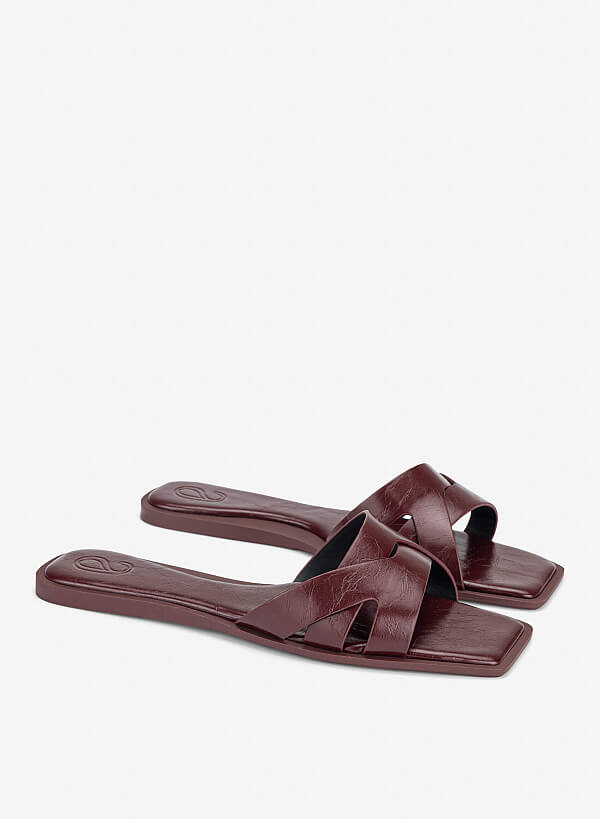 Cross-Strap Slippers - FLI 0203 - Bordeaux - VASCARA