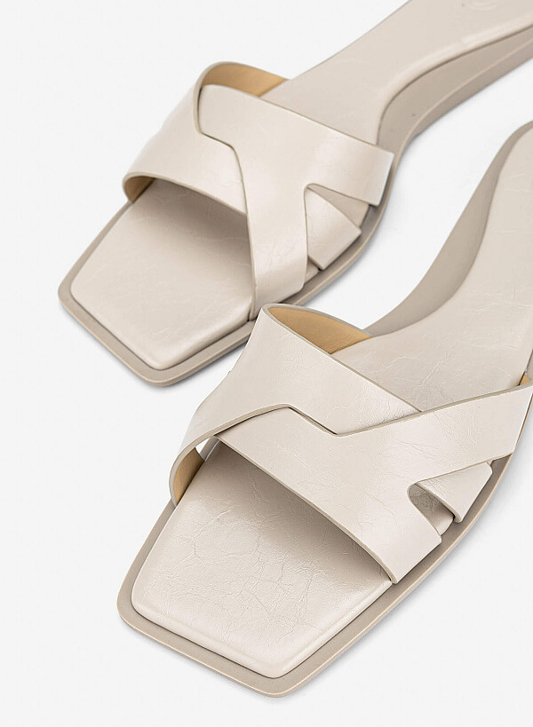 Cross-Strap Slippers - FLI 0203 - Cream - VASCARA