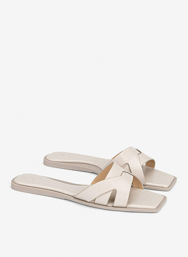 Cross-Strap Slippers - FLI 0203 - Cream - VASCARA