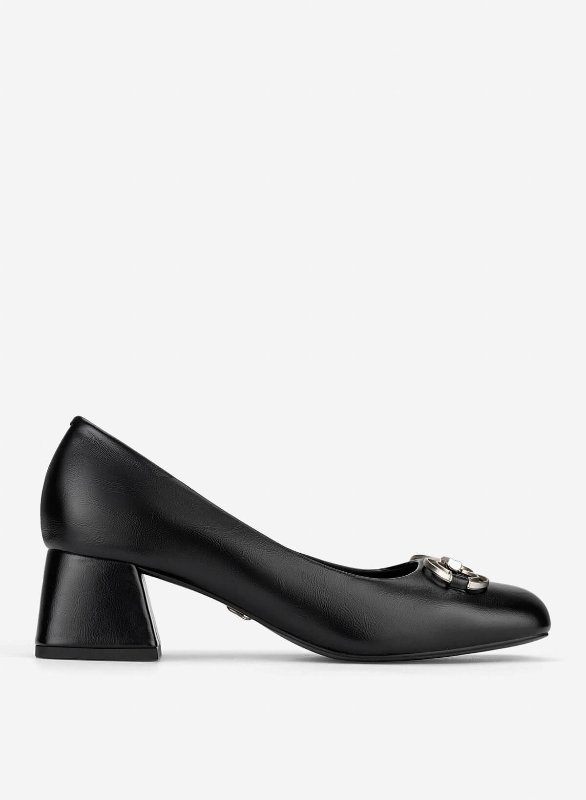 Décor Buckle Block Heel Pumps - HIG 0711 - Black - VASCARA