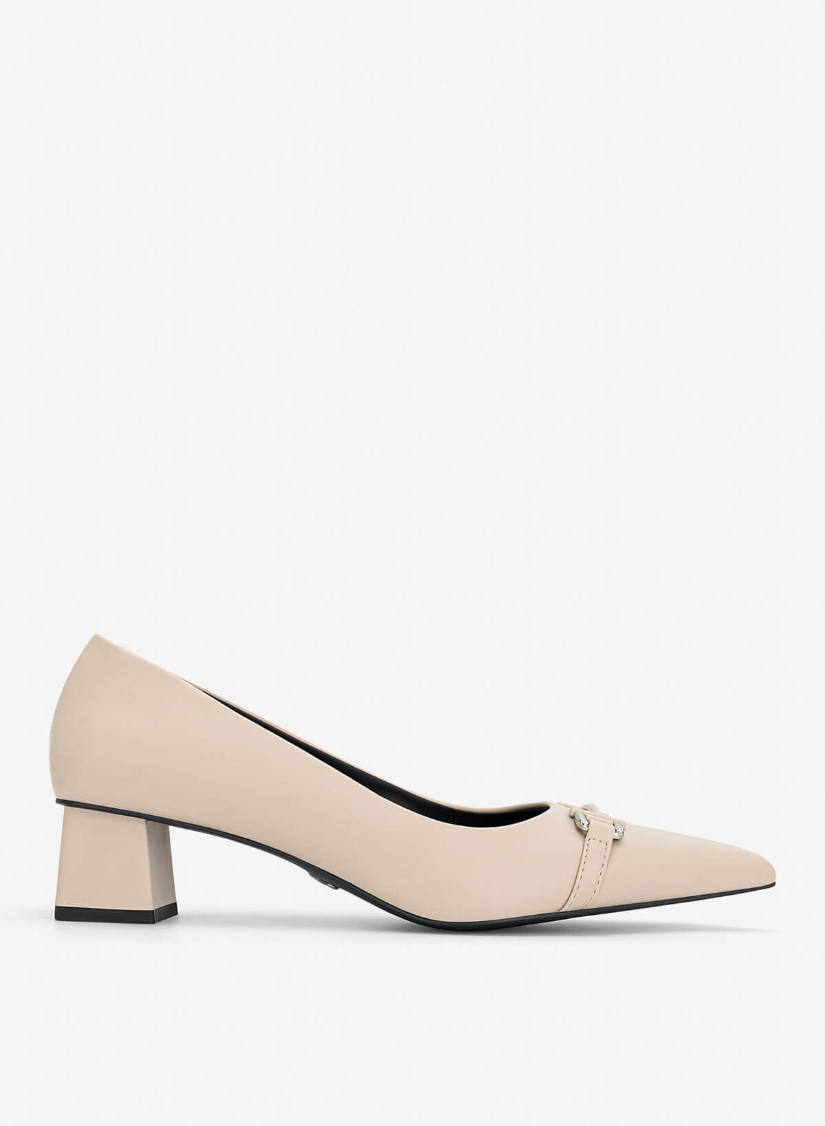 Décor Buckle Pointed Toe Pumps - HIG 0712 - Beige - VASCARA