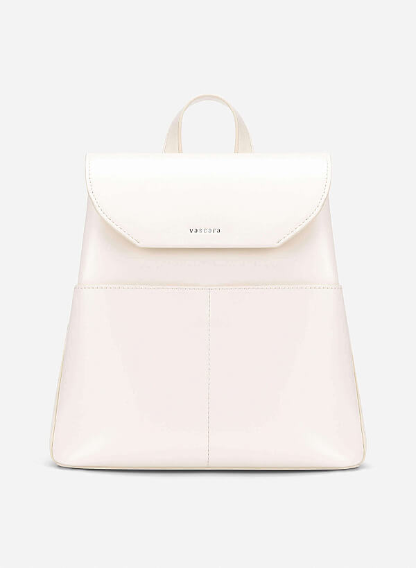 Fold-Over Flap Backpack - BAK 0221 - Cream