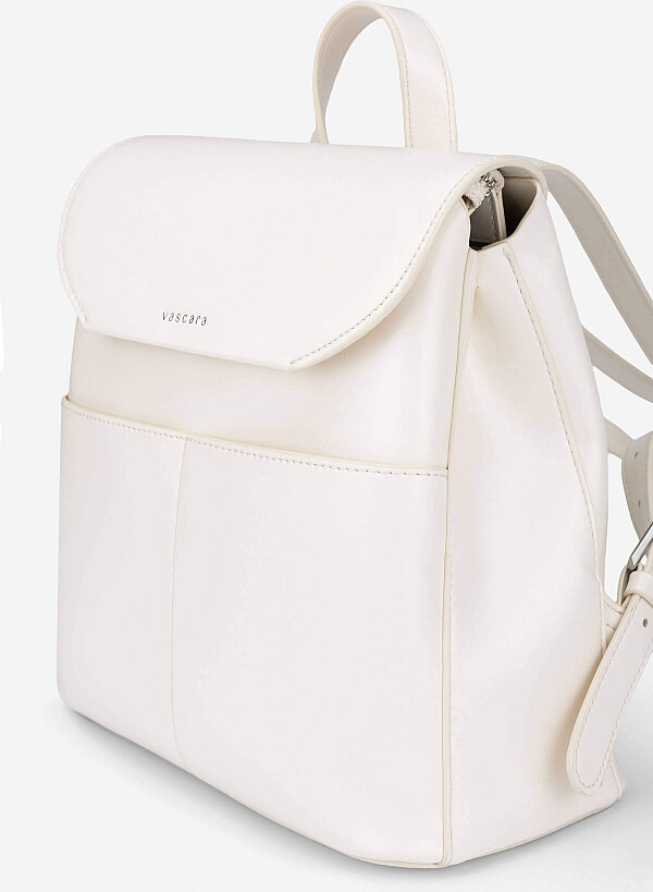 Fold-Over Flap Backpack - BAK 0221 - Cream - VASCARA