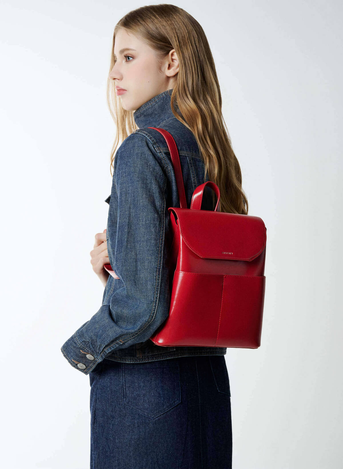 Fold-Over Flap Backpack - BAK 0221 - Red - vascara.com