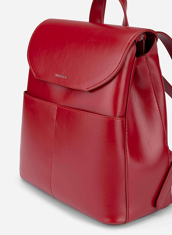 Fold-Over Flap Backpack - BAK 0221 - Red - VASCARA