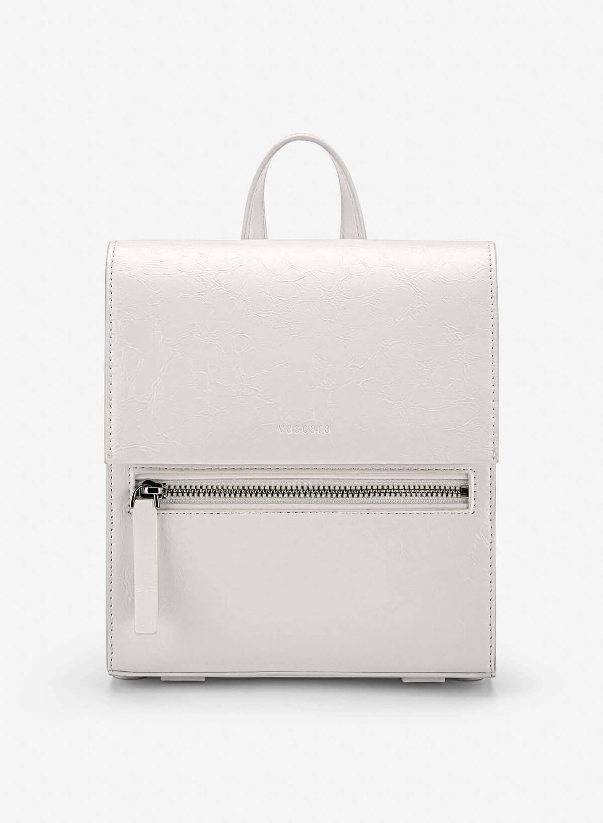 Fold-Over Textured Mini Backpack - BAK 0224 - Cream - VASCARA