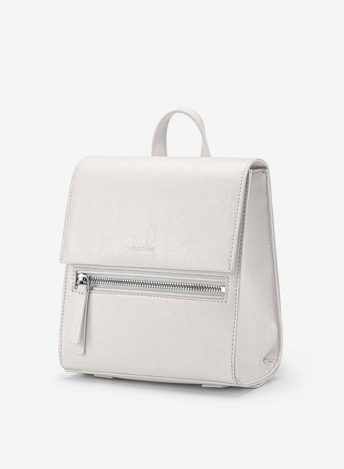 Fold-Over Textured Mini Backpack - BAK 0224 - Cream - vascara.com