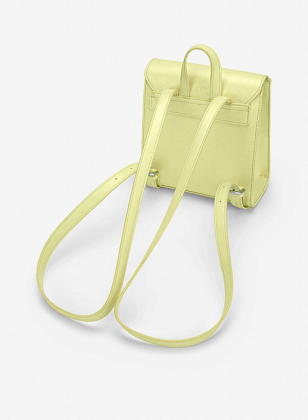 Fold-Over Textured Mini Backpack - BAK 0224 - Light Green - VASCARA