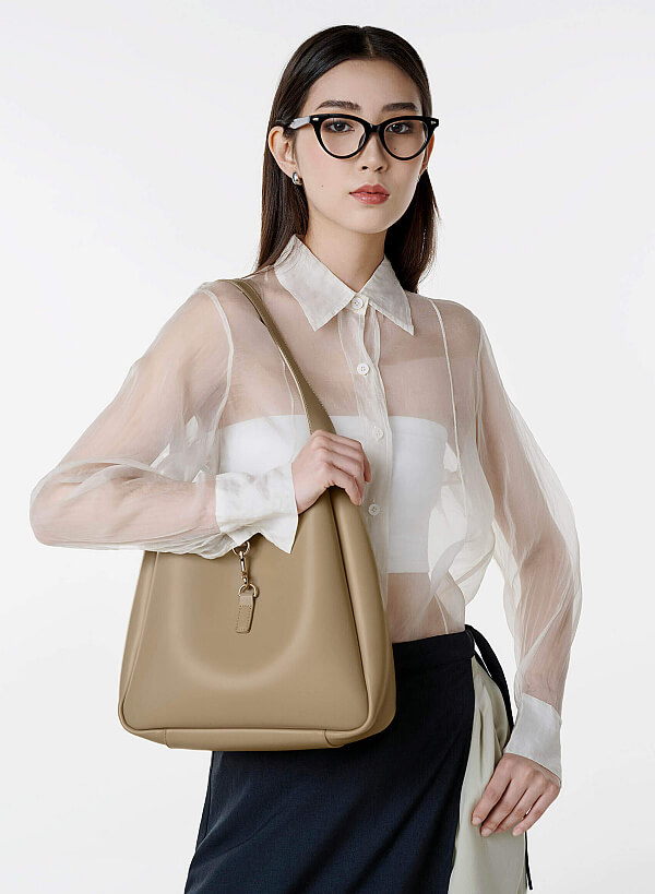 Lasp Lock Soft Shoulder Bag - TTE 0191 - Beige - VASCARA