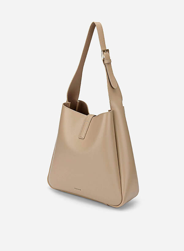 Lasp Lock Soft Shoulder Bag - TTE 0191 - Beige - VASCARA
