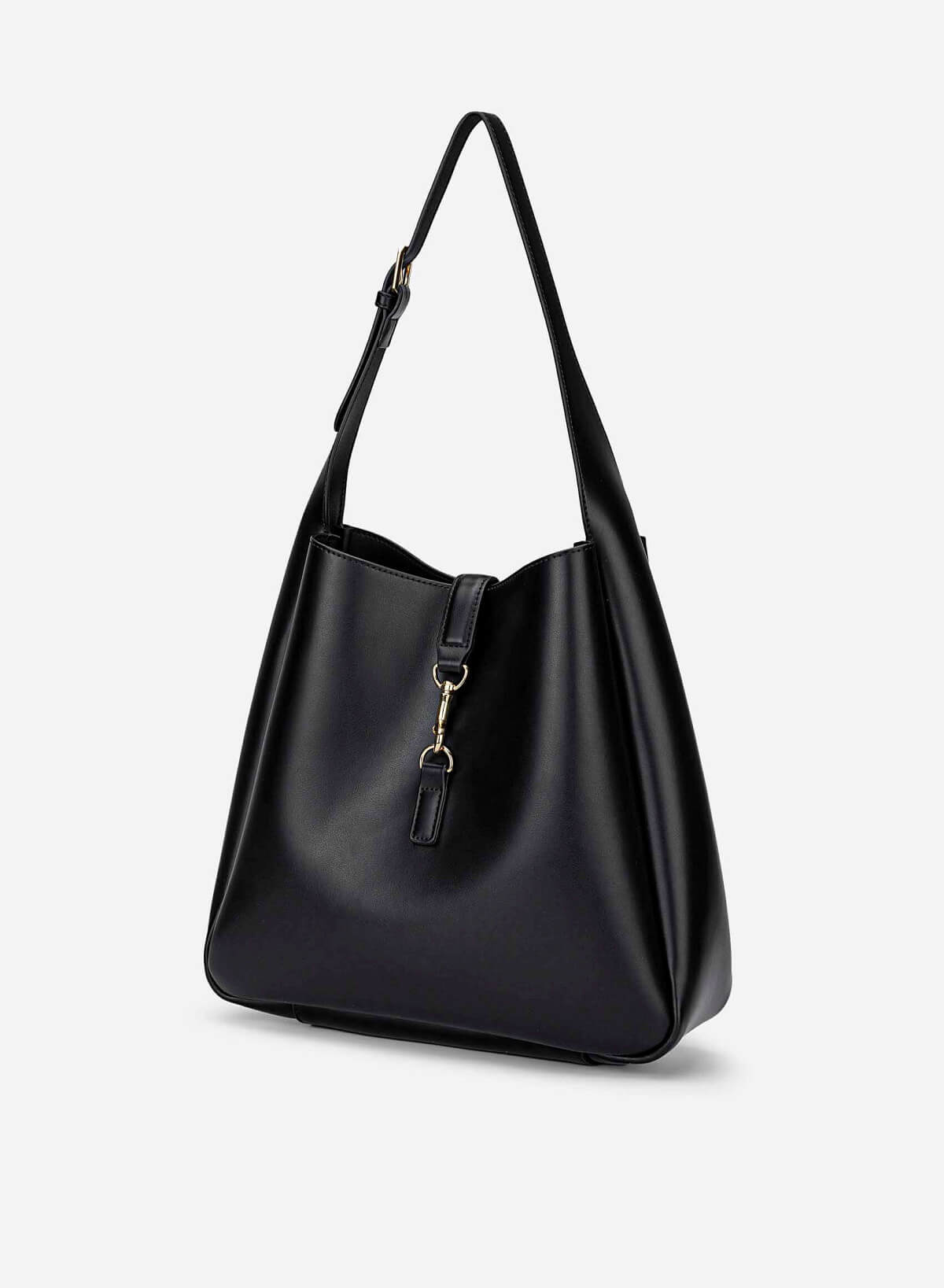 Lasp Lock Soft Shoulder Bag - TTE 0191 - Black - vascara.com