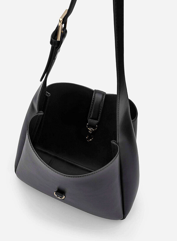 Lasp Lock Soft Shoulder Bag - TTE 0191 - Black - VASCARA