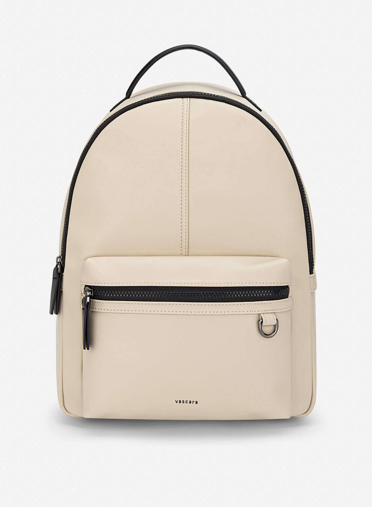 Leather Contrast Zip Backpack - BAK 0225 - Beige - vascara.com
