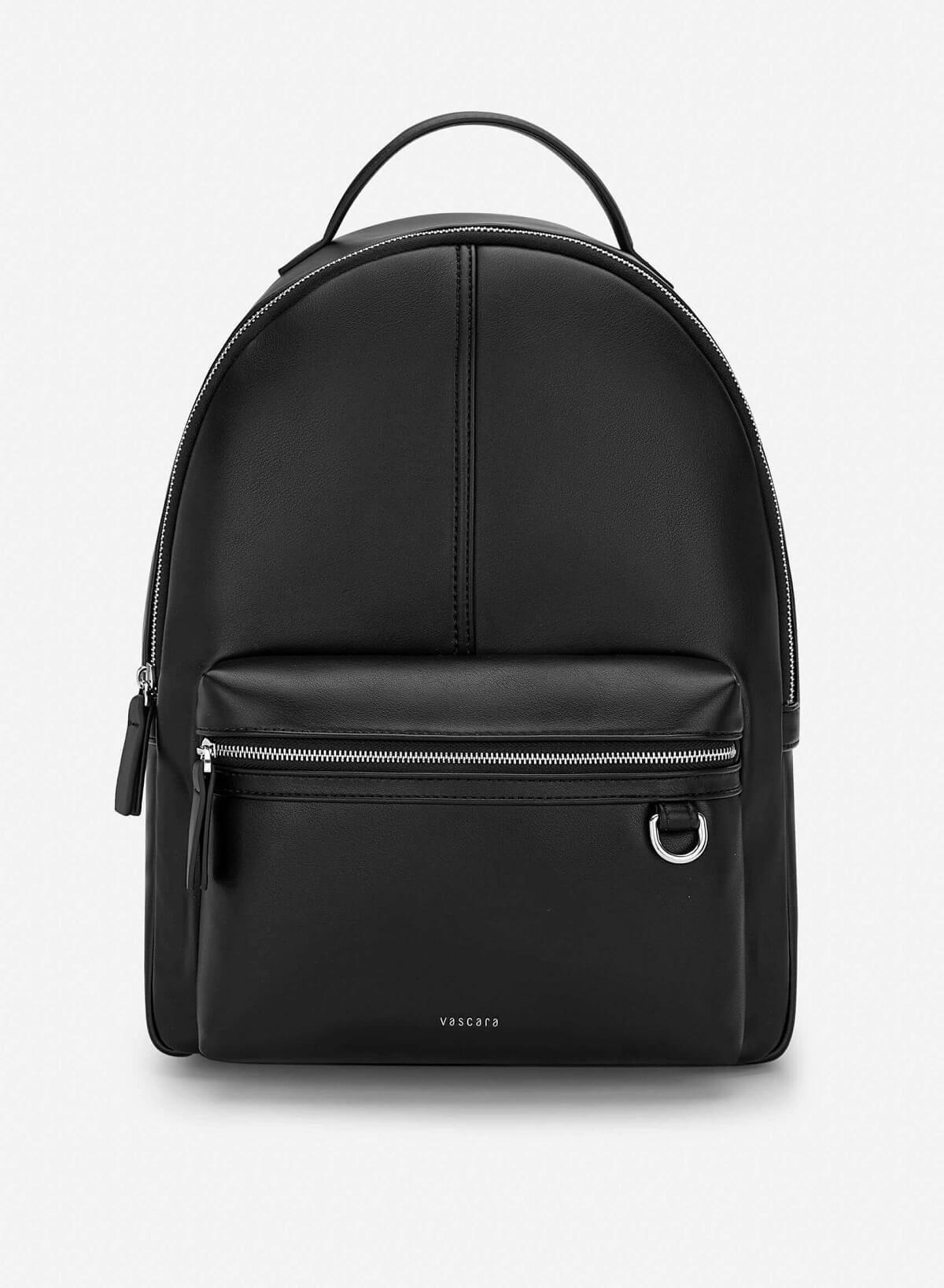 Leather Contrast Zip Backpack - BAK 0225 - Black - vascara.com