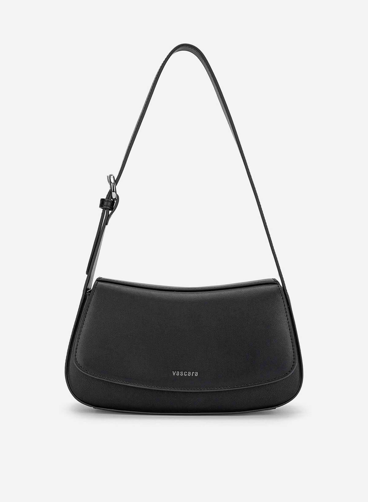 Leather Hobo Shoulder Bag - SAC 0338 - Black - VASCARA