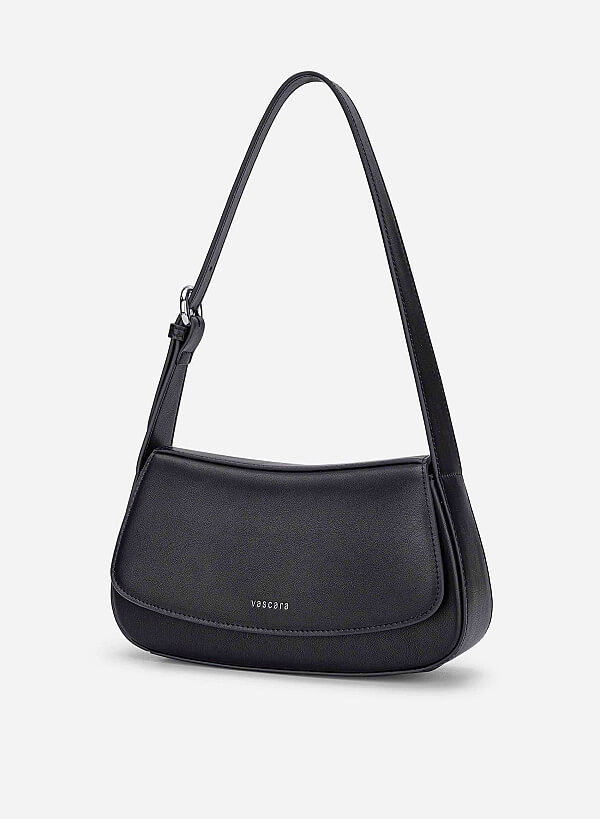 Leather Hobo Shoulder Bag - SAC 0338 - Black - VASCARA