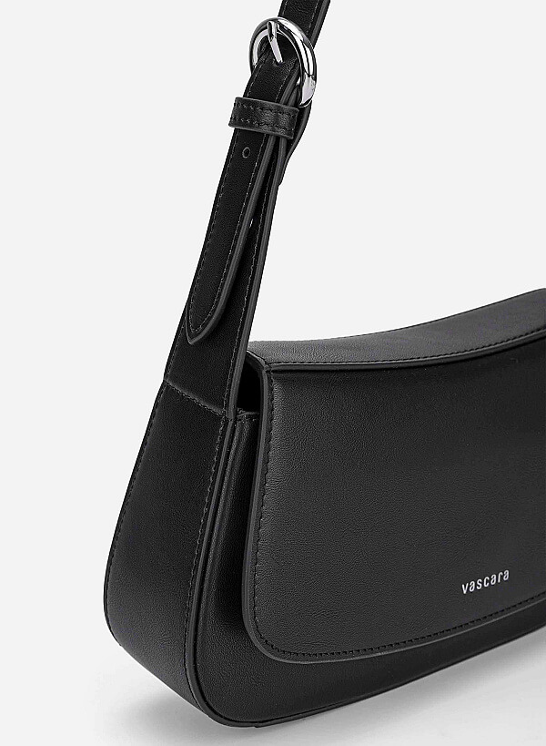 Leather Hobo Shoulder Bag - SAC 0338 - Black - VASCARA