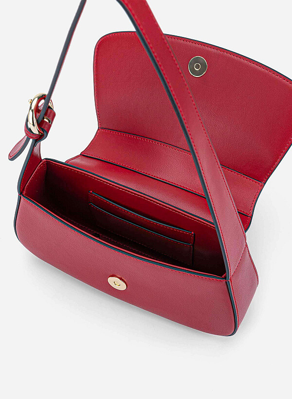 Leather Hobo Shoulder Bag - SAC 0338 - Bordeaux - VASCARA