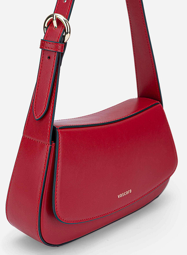 Leather Hobo Shoulder Bag - SAC 0338 - Bordeaux - VASCARA