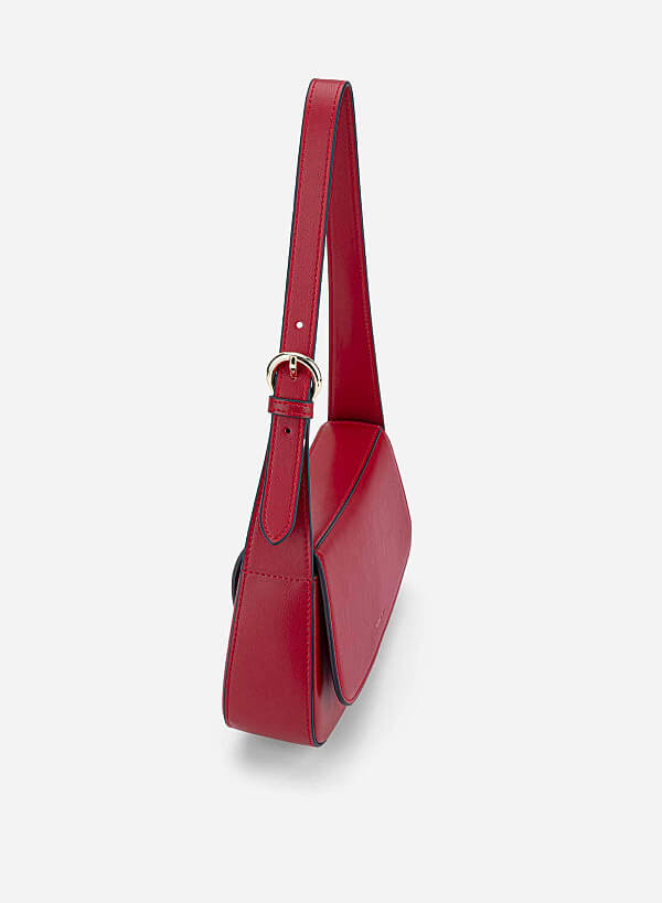 Leather Hobo Shoulder Bag - SAC 0338 - Bordeaux - VASCARA