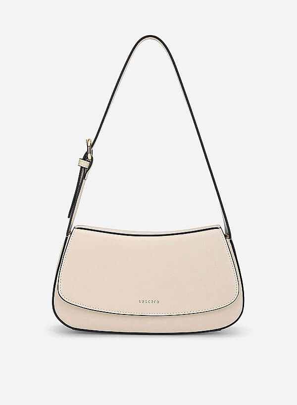 Leather Hobo Shoulder Bag - SAC 0338 - Cream