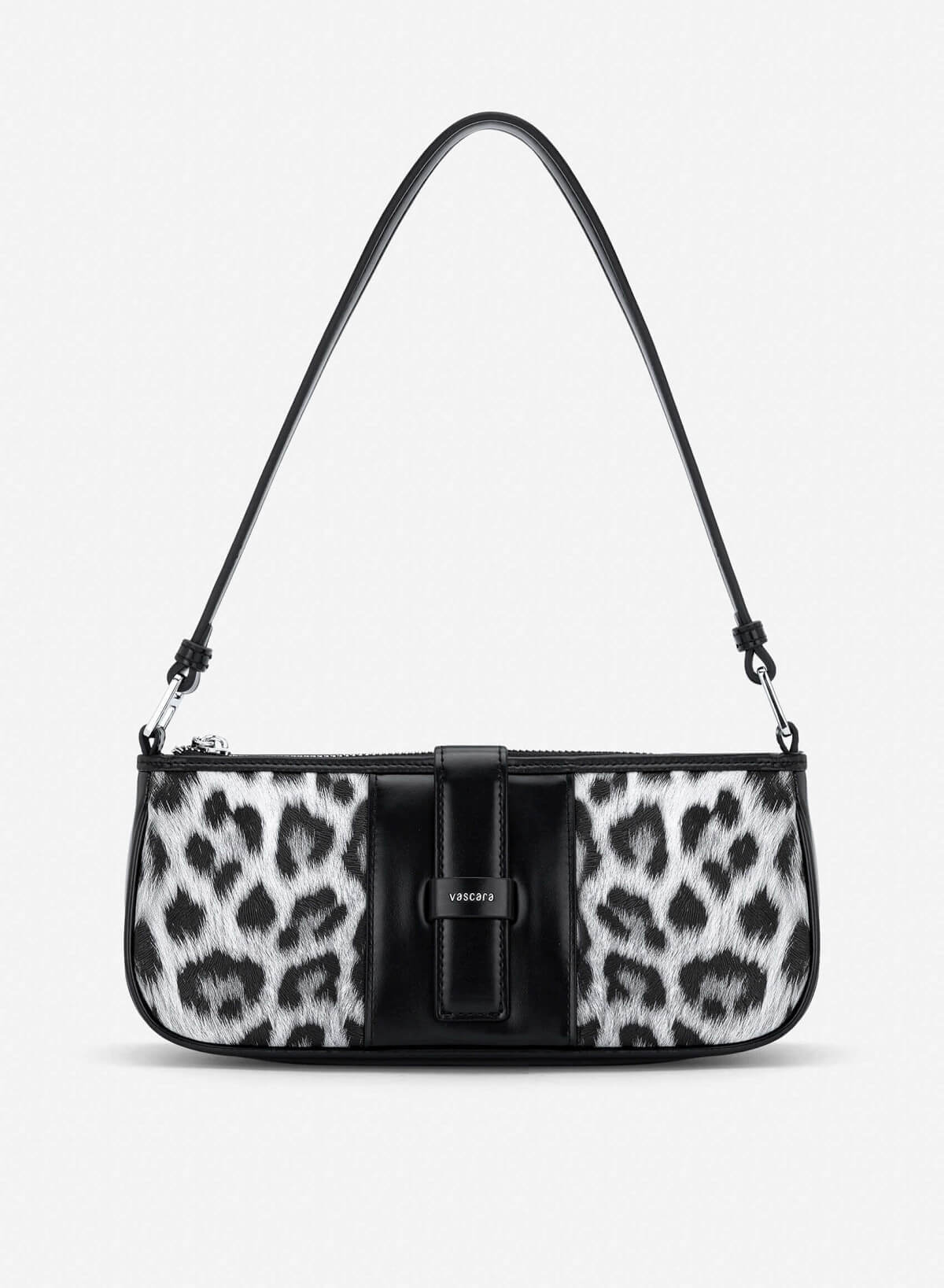 Leopard Print Panel Shoulder Bag - MES 0282 - Black - VASCARA