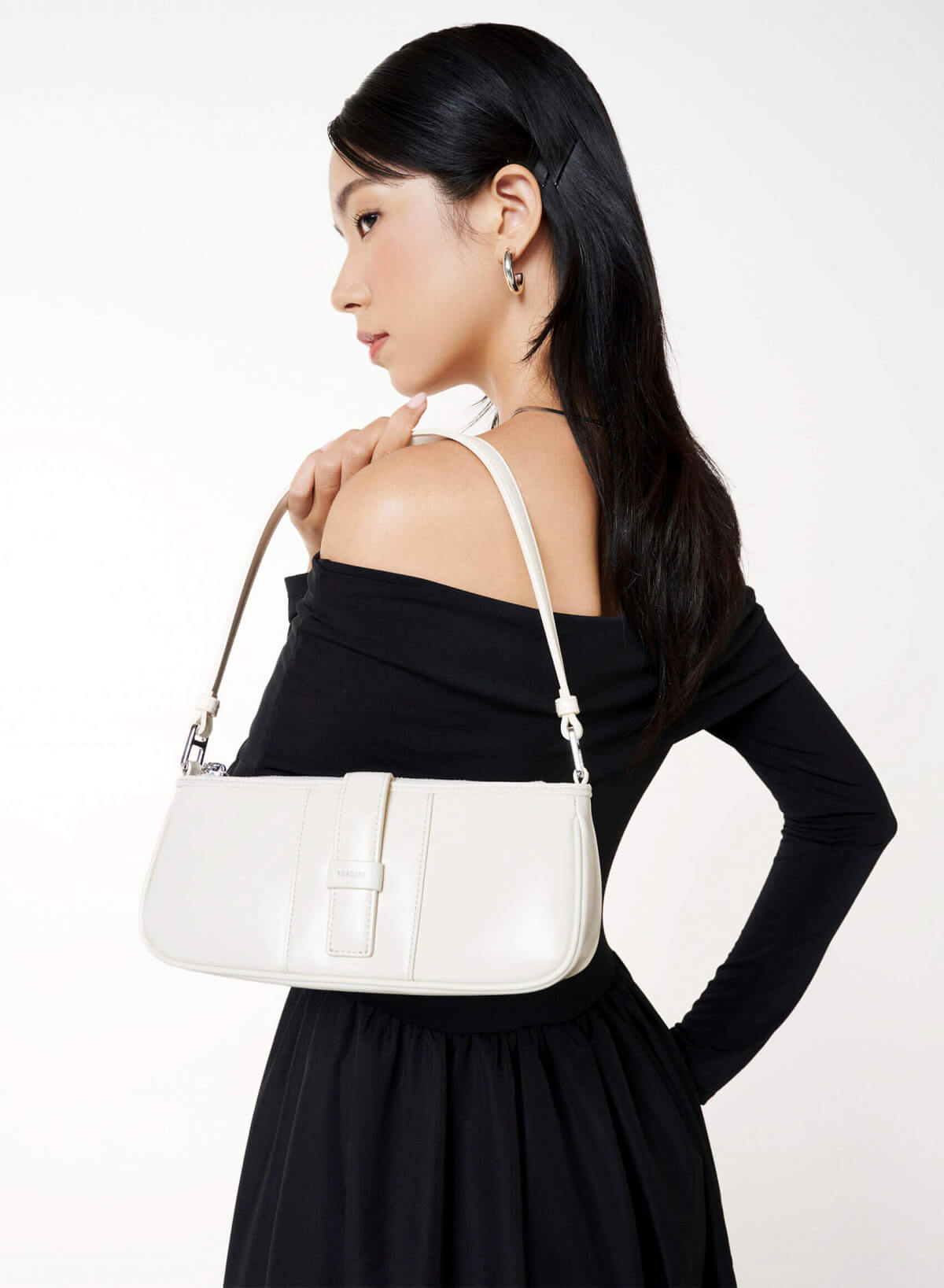 Leopard Print Panel Shoulder Bag - MES 0282 - Cream - vascara.com