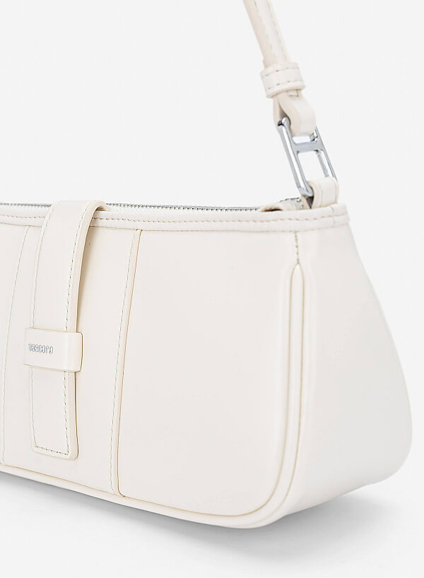 Leopard Print Panel Shoulder Bag - MES 0282 - Cream - VASCARA