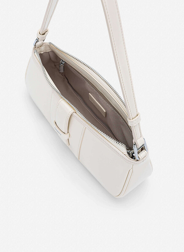 Leopard Print Panel Shoulder Bag - MES 0282 - Cream - VASCARA