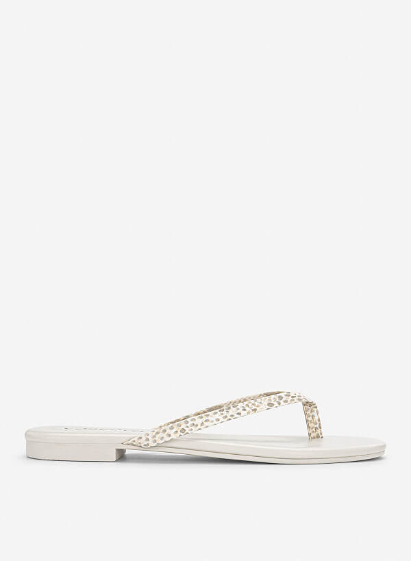 Leopard-Print Strap Flip-Flops - FLI 0213 - Cream