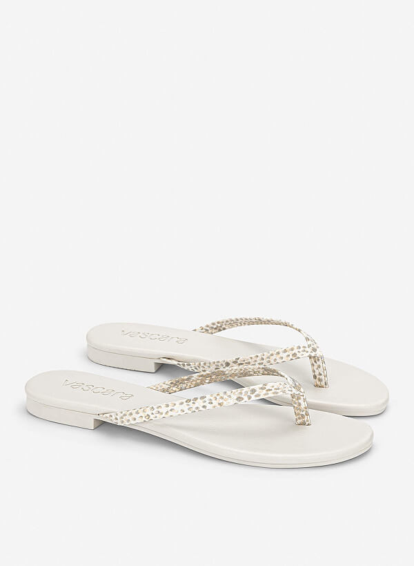 Leopard-Print Strap Flip-Flops - FLI 0213 - Cream - VASCARA
