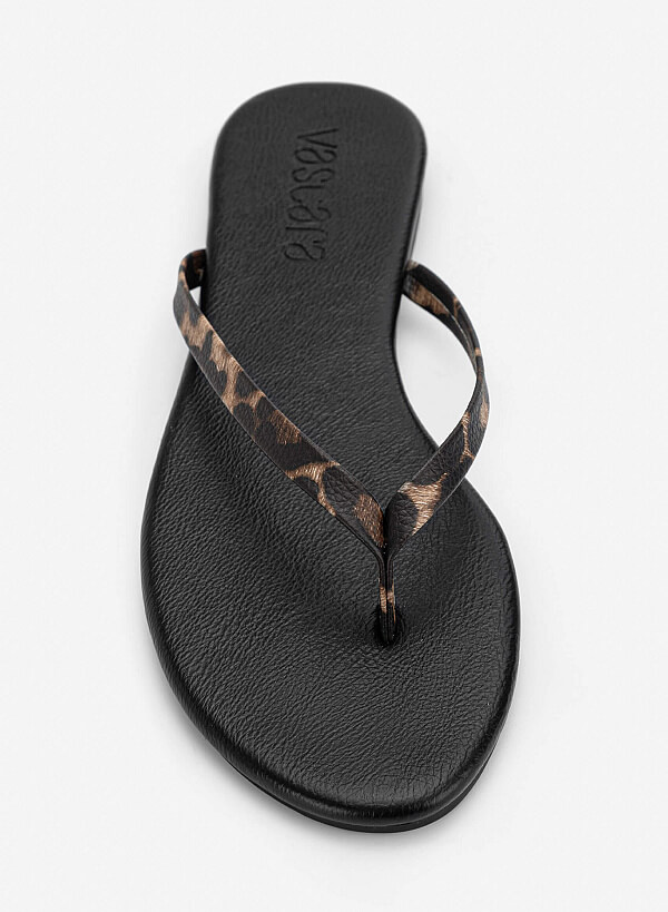 Leopard-Print Strap Flip-Flops - FLI 0213 - Leopard - VASCARA