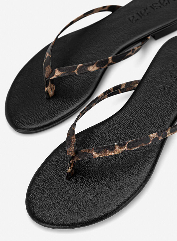 Leopard-Print Strap Flip-Flops - FLI 0213 - Leopard - VASCARA