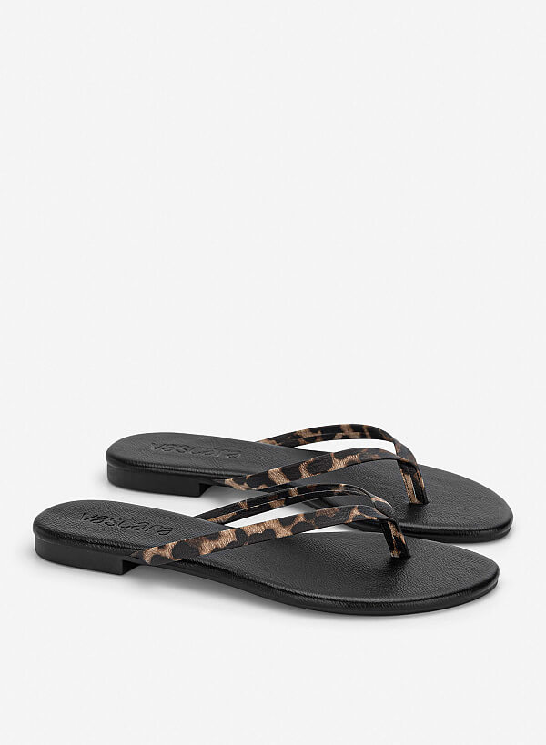 Leopard-Print Strap Flip-Flops - FLI 0213 - Leopard - VASCARA