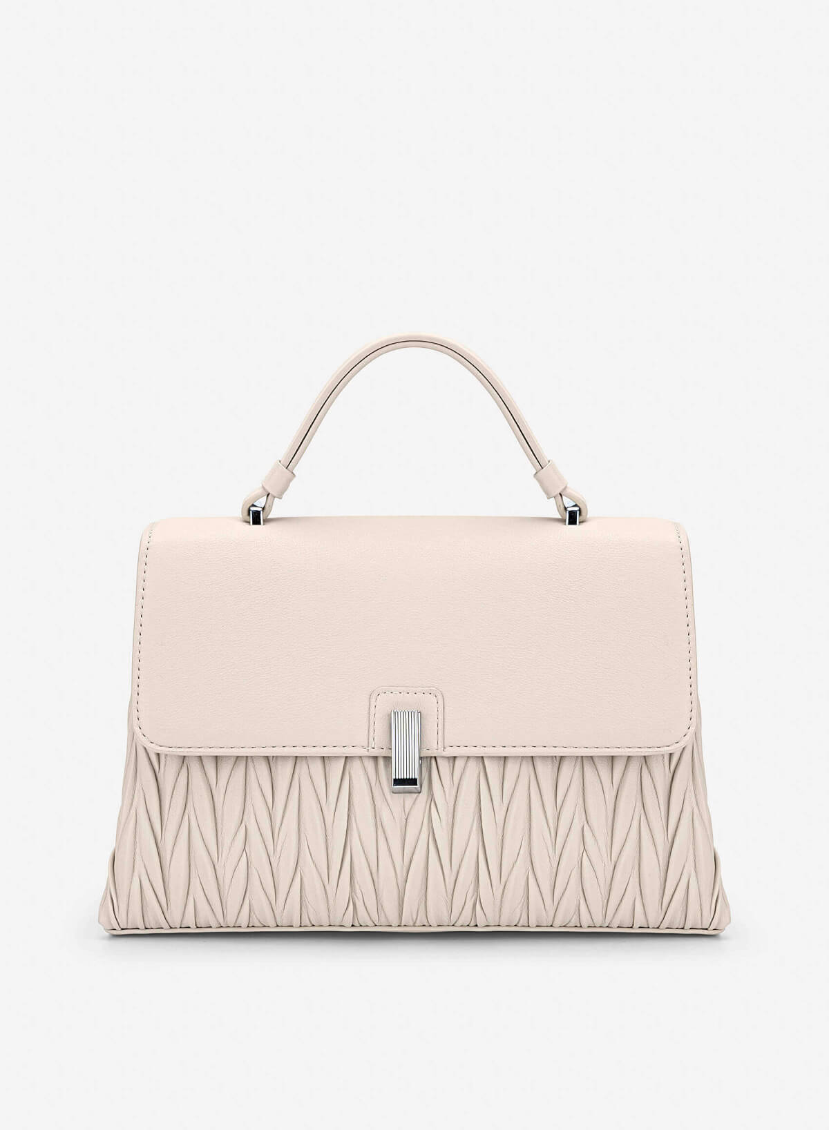 Lock Décor Quilted Handbag - SAC 0335 - Cream - VASCARA