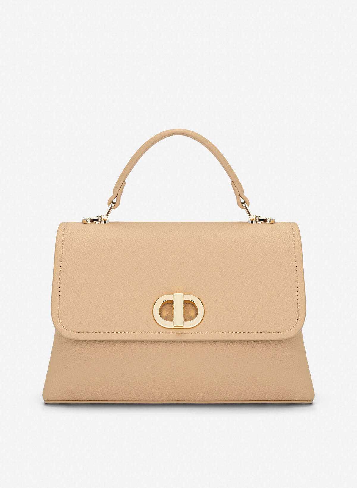 Metal Lock Décor Handbag - SAC 0337 - Beige - VASCARA