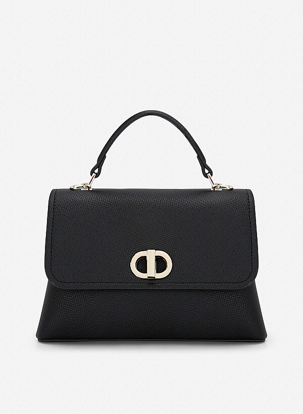 Metal Lock Décor Handbag - SAC 0337 - Black