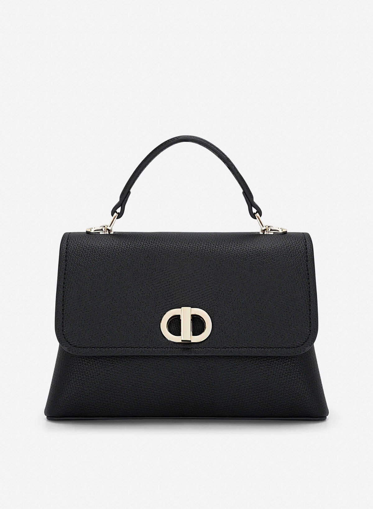 Metal Lock Décor Handbag - SAC 0337 - Black - VASCARA