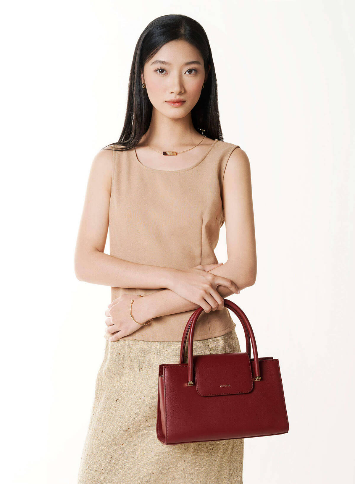 Metal Strap Saddle Bag - SAC 0339 - Bordeaux - vascara.com