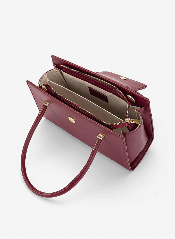 Metal Strap Saddle Bag - SAC 0339 - Bordeaux - VASCARA