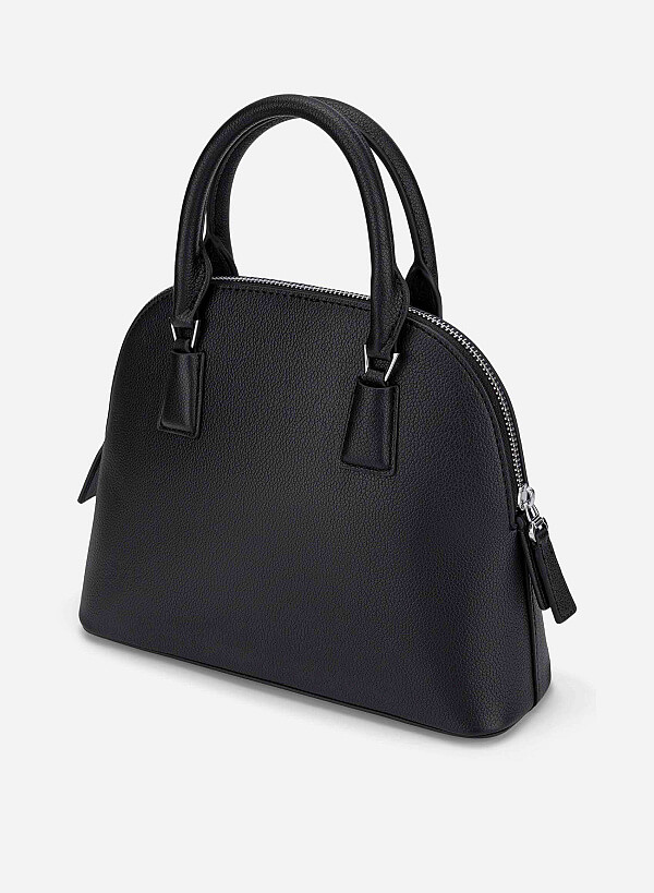 Minimal Trapezoid-Shaped Handbag - TTE 0192 - Black - VASCARA