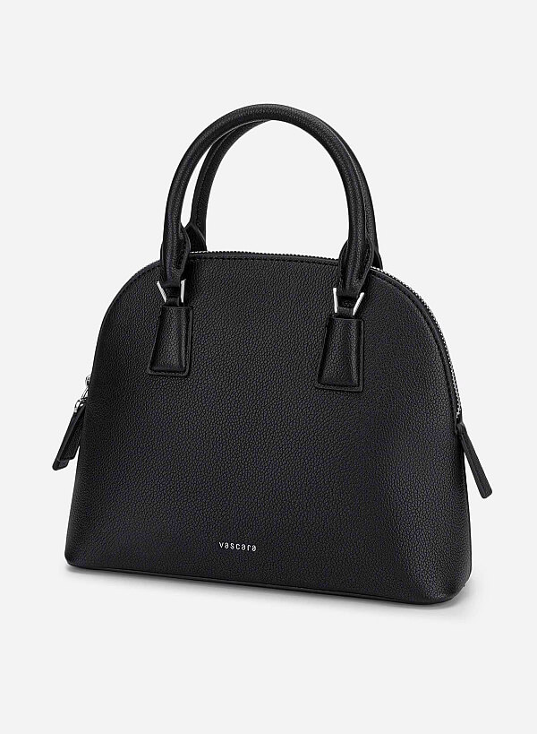 Minimal Trapezoid-Shaped Handbag - TTE 0192 - Black - VASCARA