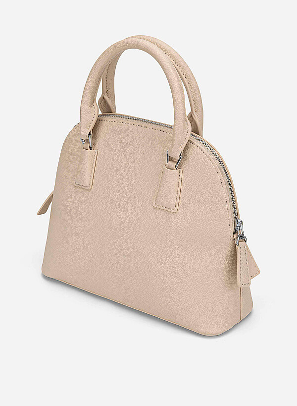 Minimal Trapezoid-Shaped Handbag - TTE 0192 - Cream - VASCARA