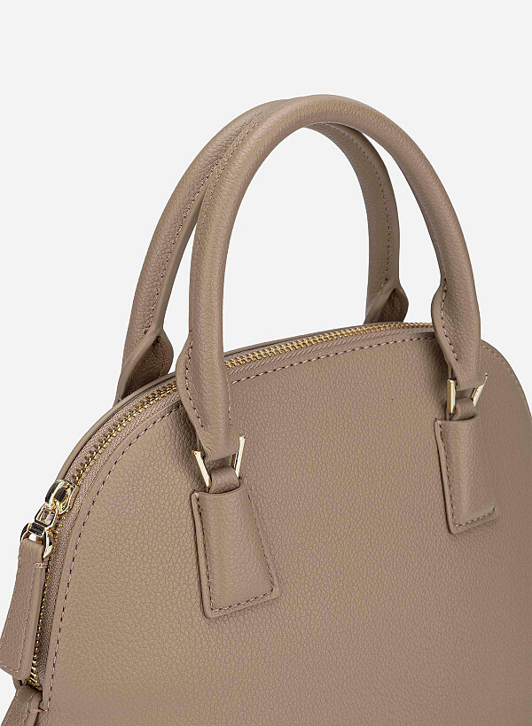 Minimal Trapezoid-Shaped Handbag - TTE 0192 - Dark Beige - VASCARA